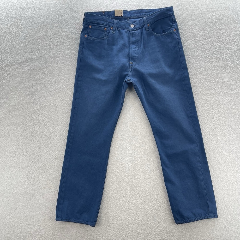 Levis 501 Jeans Mens 38x32 Blue Original Straight Button Fly Medium Wash Denim
